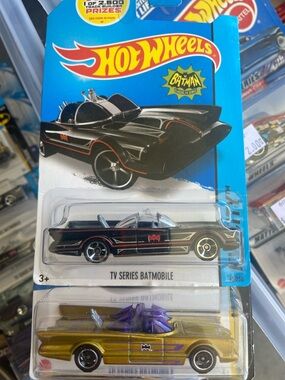 Hot Wheels TV Series Batmobile - Black with Red Trim plus Gold one